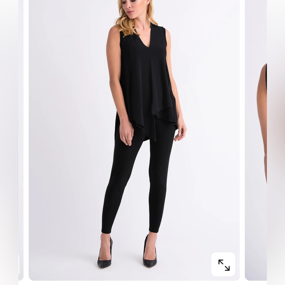Joseph Ribkoff asymmetrical black sleeveless blouse tank v neck top